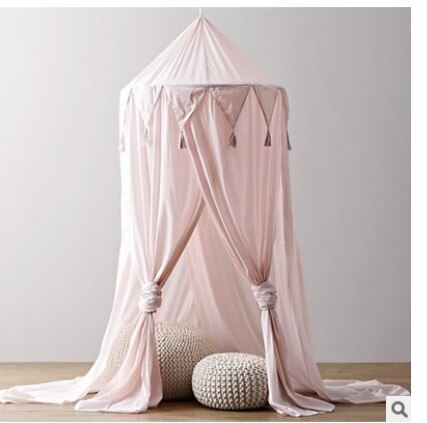 Pudcoco bebê berço rede longo pendurado redonda cúpula dossel cama cortina mosquiteiro para o bebê jogar tenda crianças quarto decoração: FQ30985A1