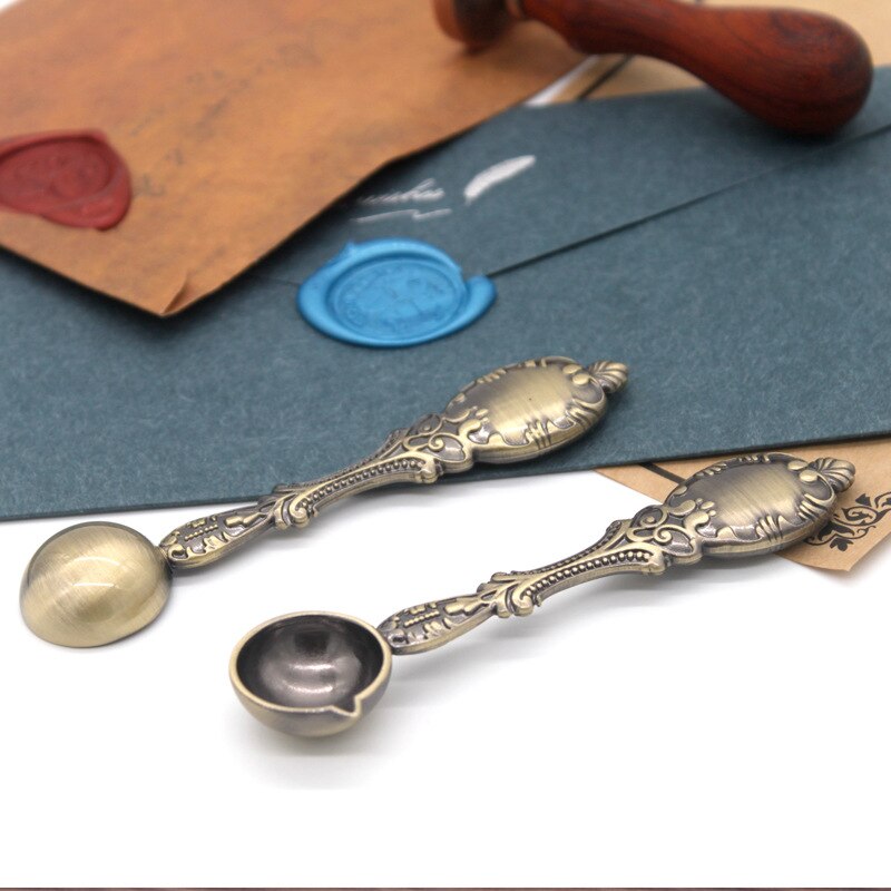 1Pcs Spoon Vintage Wax Sealing Spoon Melting Sealing Wax Stick Granule For Invitation Card Christmas 12x3cm Large Stamp