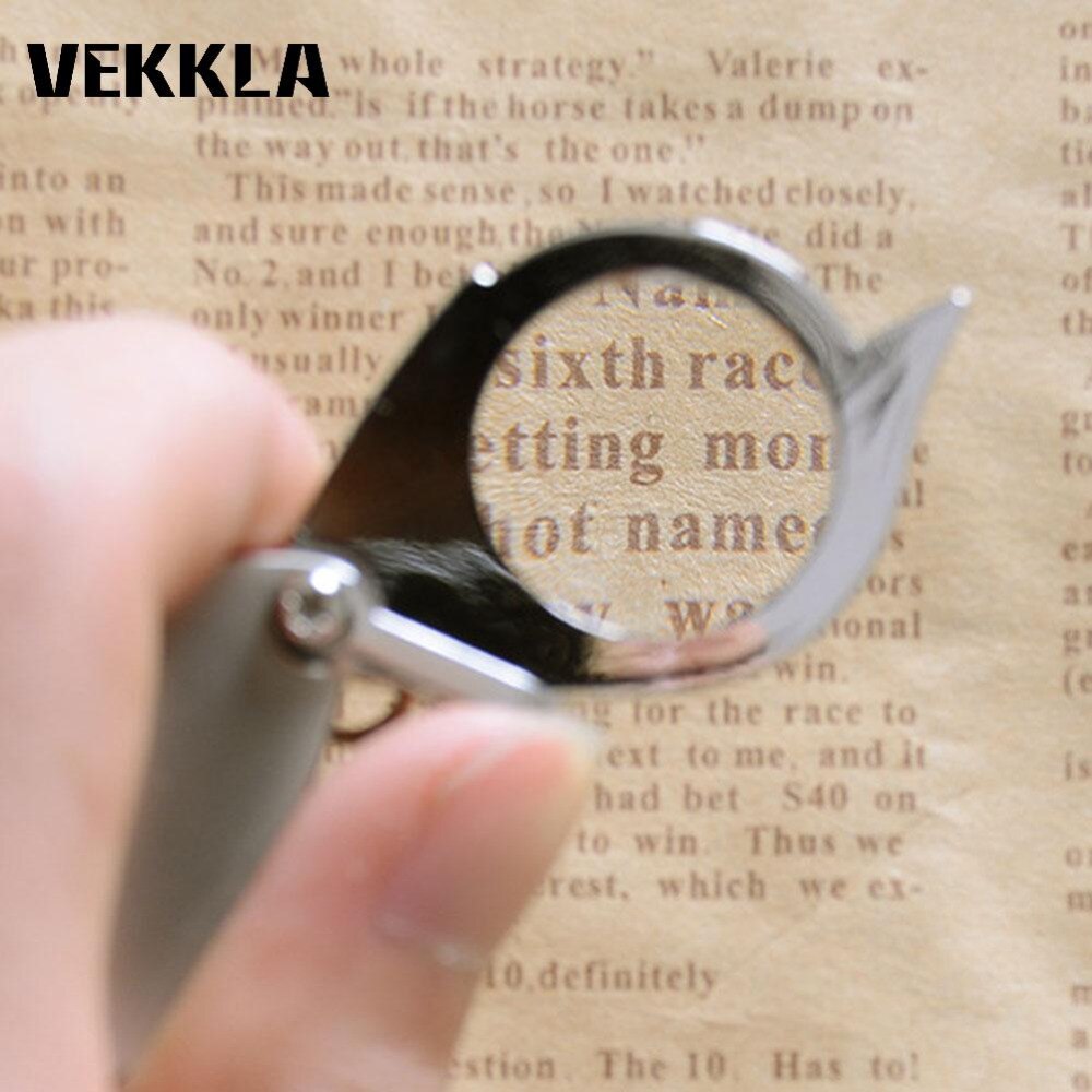VEKKLA Pocket Foldable 8x Magnifier Loupe Magnifying Glass Lens Portable with Metal folding Keychain Magnifier outdoor
