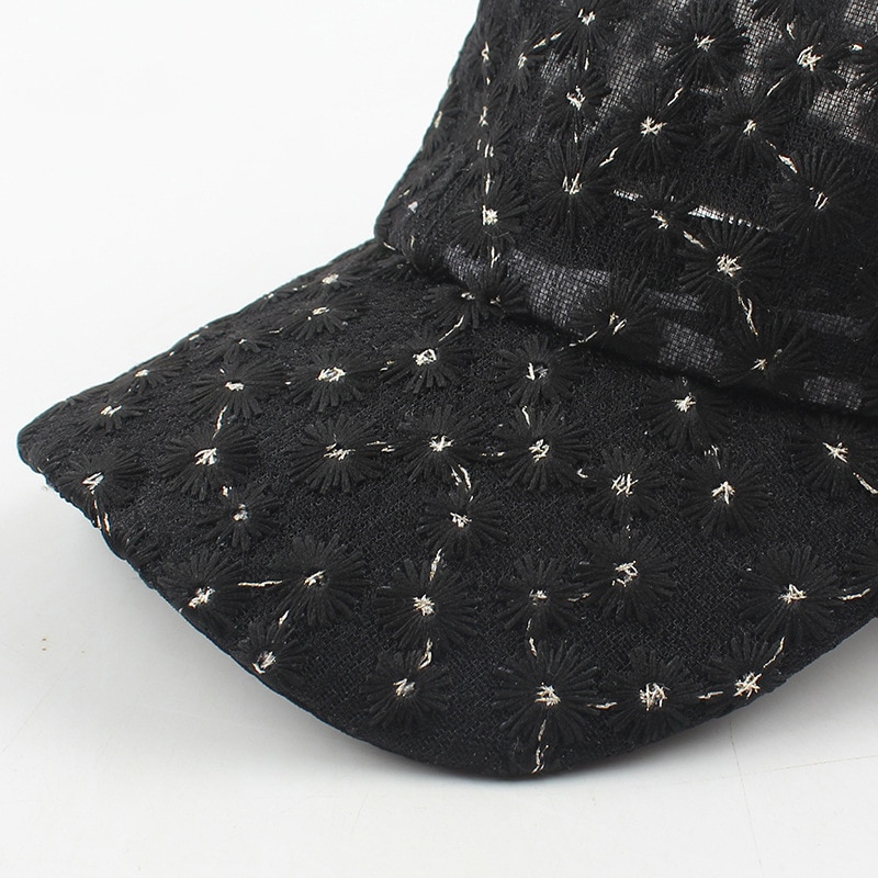 Uspop Baseball Caps Zomer Ademende Cap Geborduurde Bloemen Cap Ins Chrysant Kant Ademend Baseball Cap