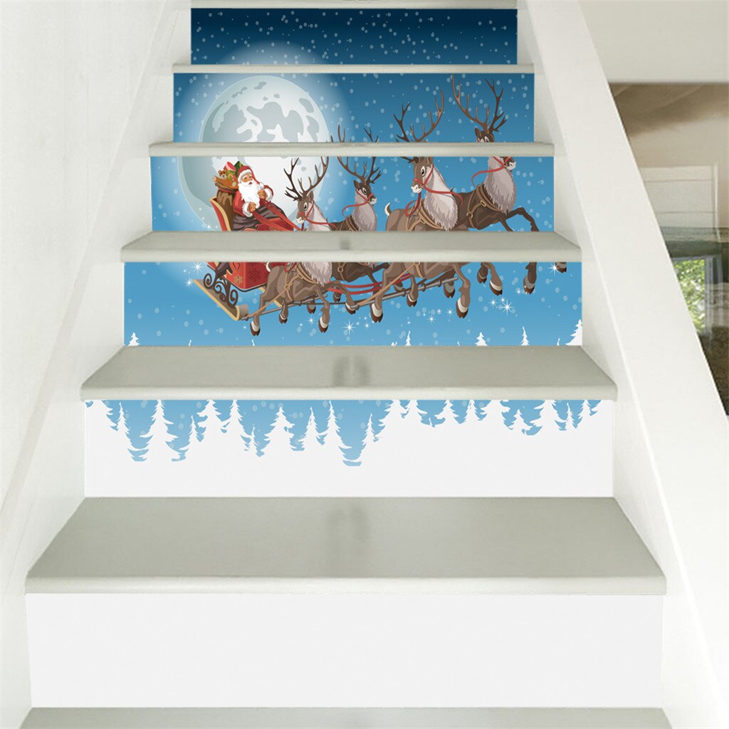 productos populares Navidad 3D simulación escalera pegatina impermeable pared pegatina DIY decoración del hogar herramienta de H