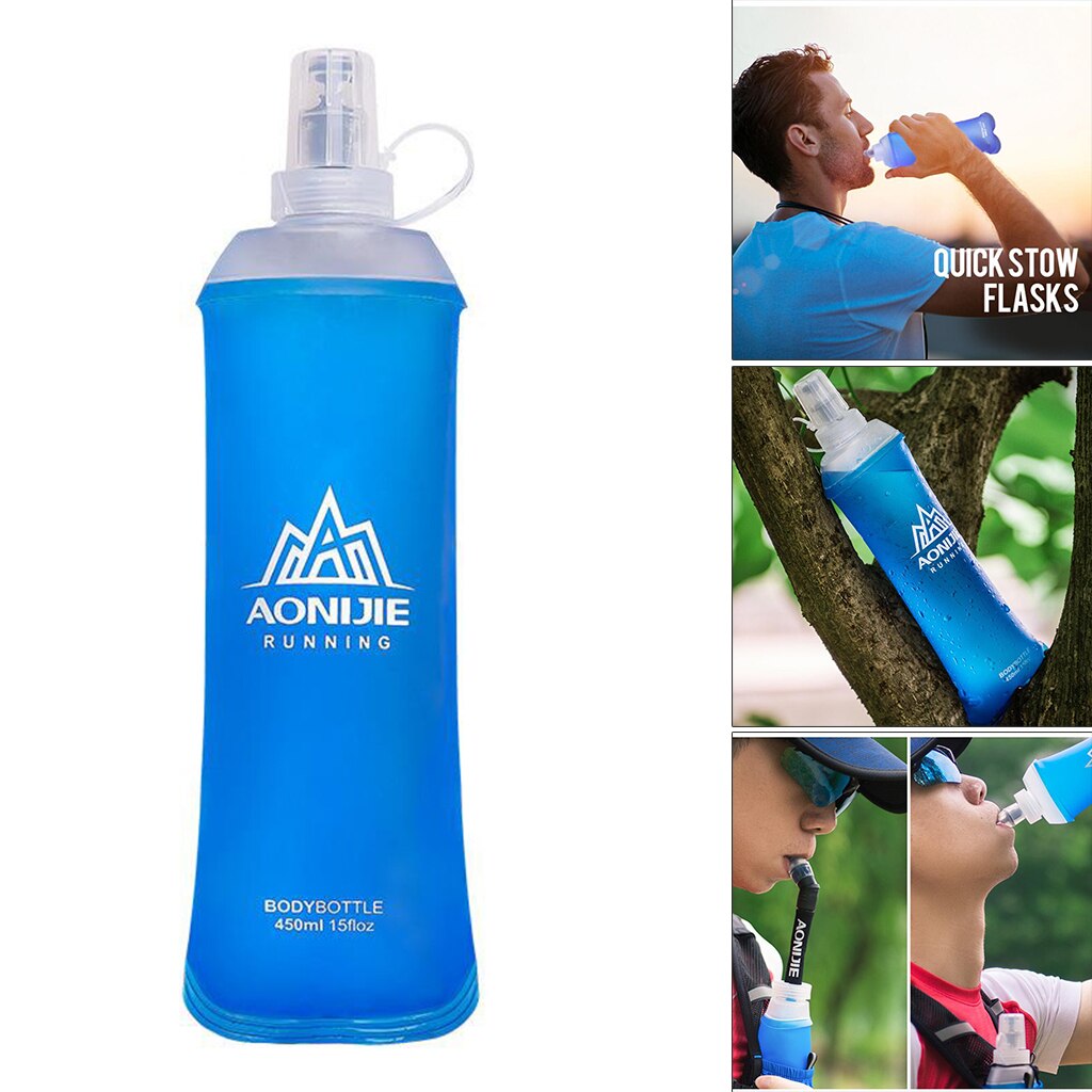 Opvouwbare Water Fles 250/420/450/500 Ml Draagbare Zachte Kolf Voor Hardlopen,: 450ml Blue