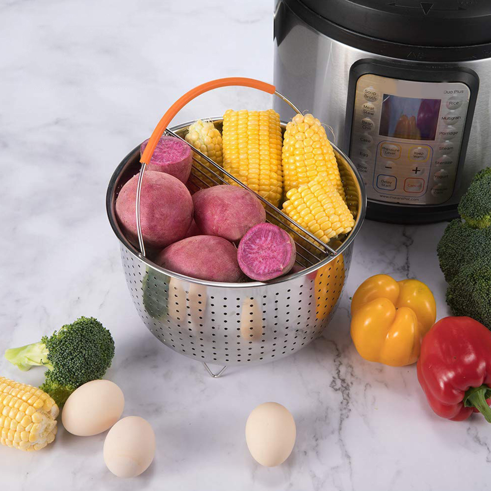 De acero inoxidable cocina canasta de vapor olla a presión Anti-escaldadura vapor Multi-función de limpieza canasta Cookeo Accesorios