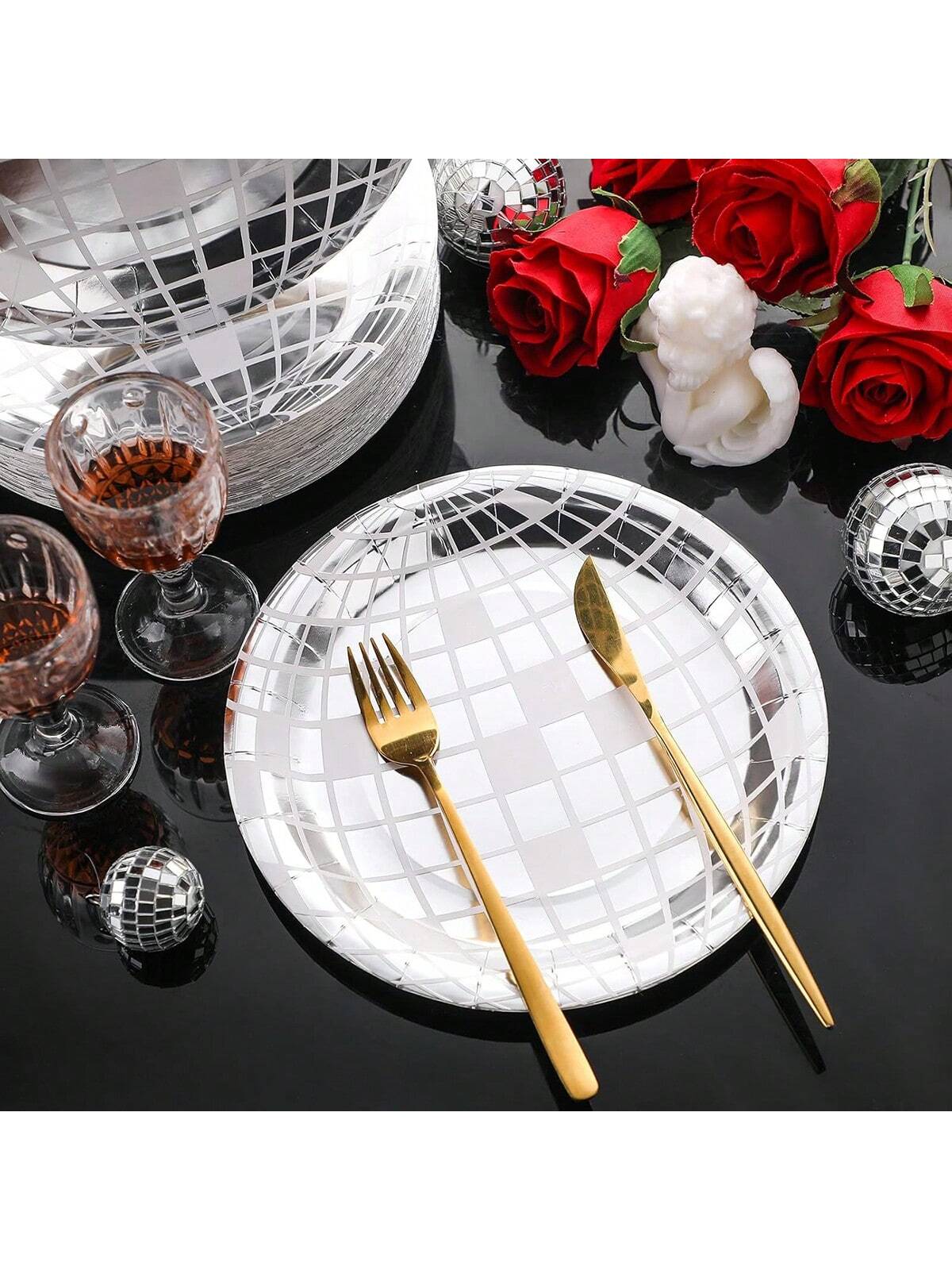 wegwerp disco party servies set, eetborden, papieren bekers, decoratie verjaardagsfeestje decoratie bruiloft benodigdheden