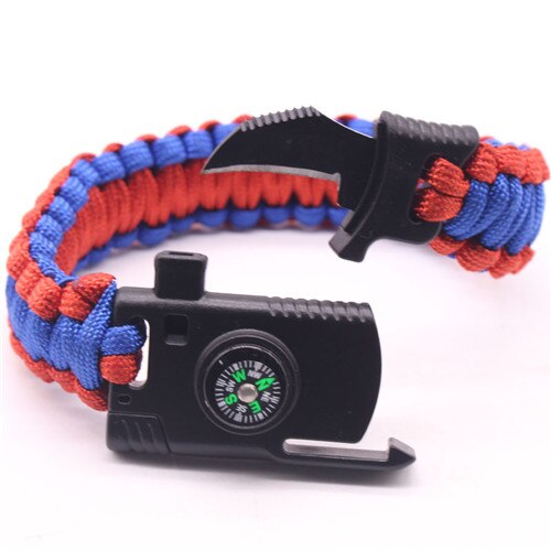 Men Braided Multi-function Outdoor Paracord Survival Bracelet Knife Compass Camping Rescue Emergency Rope Bracelets For Women: L