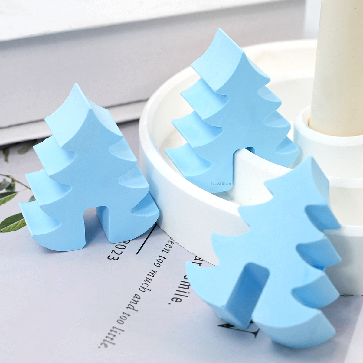 4-gaats kerstboom kandelaar siliconen mal DIY handgemaakte aromath kaars mallen gips hars kaarshouder ambachten maken gereedschap