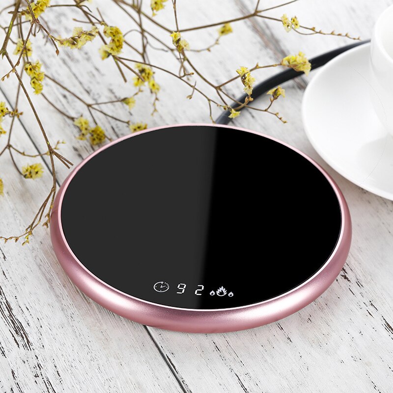 Heating Coaster Coffee Mug Cup Electric Warmer Beverage with Timer 2 Temperatures Settings For Water DU55: Pink