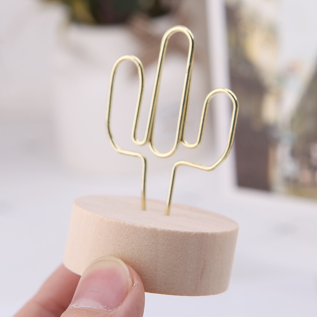 Memo Card Photo Message Picture Clip Note Clamp Table Numbers Round Wooden Base Holder For Wedding Party M17F
