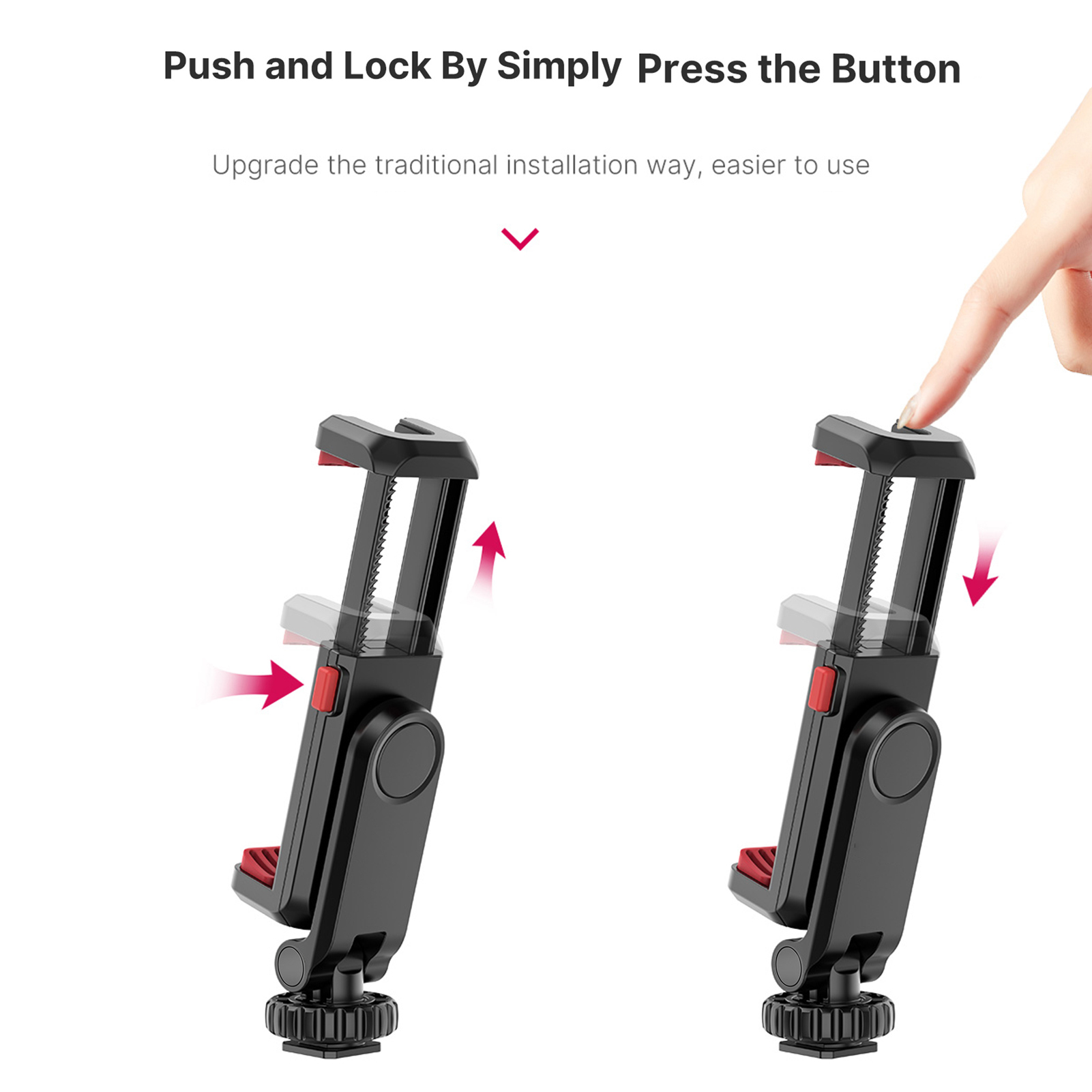 Suporte multifuncional para telefone com braçadeira para tripé de telefone 360 ° Rotativo com suportes duplos para sapata fria para smartphone Vlog Selfie Live
