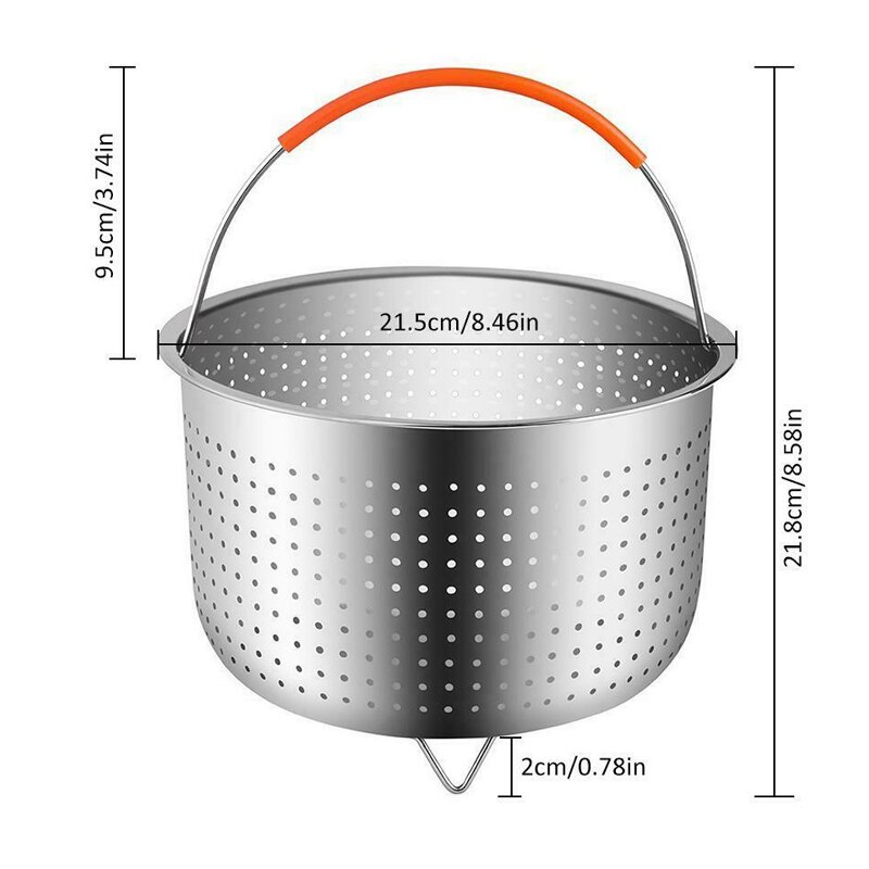 Vaporizador de acero inoxidable, cesta para vegetales escurridor, olla a presión, herramienta de cocina para el hogar LBShipping: 21.5cm