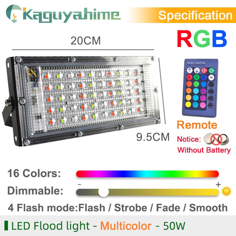 =(K)= LED Flood Light 50W 100W RGB Floodlight 220V LED Street Reflector Spot Lamp waterproof IP65 outdoor Lighting led spotlight