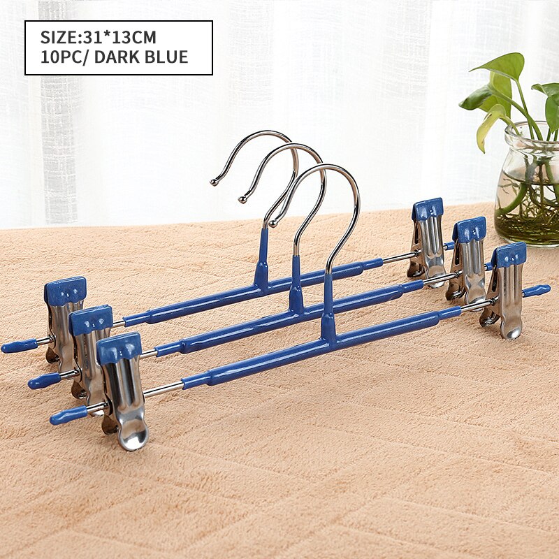 10Pcs Rvs Kledingrek Droogrek Broek Clip Draagbare Aanpassing Non-Slip Broek Rack Jurk Rack Closet organizer: 10