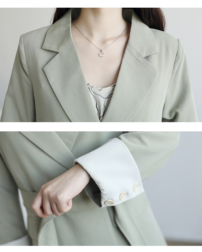 Vår høst blazer jakker stil stor størrelse løs casual dress jakke + kjole kvinner todelt sett  g189