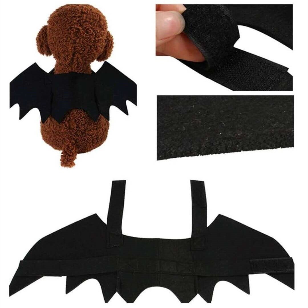 Alas de murciélago de estilo nórdico para decoración de mascotas, juguete de fieltro para Halloween, alas dobles