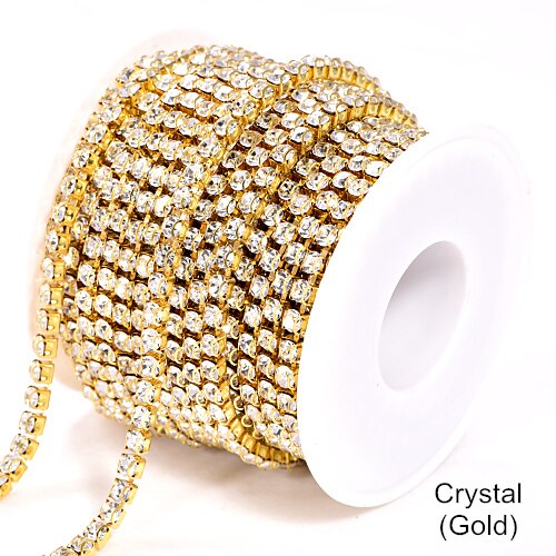 10 Yard SS16 Steentjes Ketting Met D Klauw Glas Kristal Ab Mode Strass Cup Keten Voor Kleding Accessoires B1307: Crystal-Gold