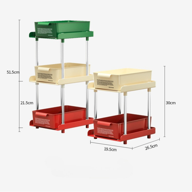 2/3tiers Pull-out Storage Shelves Desktop Storage Shelves Countertop Spice Sorting Racks Household Multi-functional Shelves