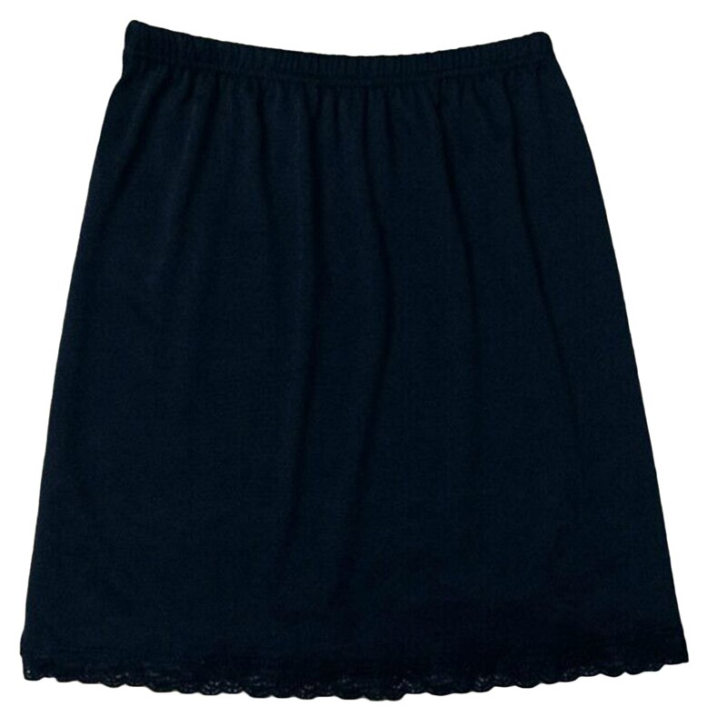 Sommer underkjoler dame casual mini nederdele dame basic nederdel underkjole vestidos løs halv slips underkjole underskørt: Blonder sort
