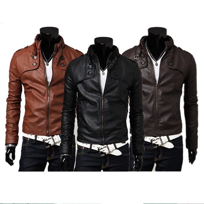 Motorcykel smal pu konstläderjackor herr dj jackor herr jaqueta de couro masculina herr skinnjackor nitar