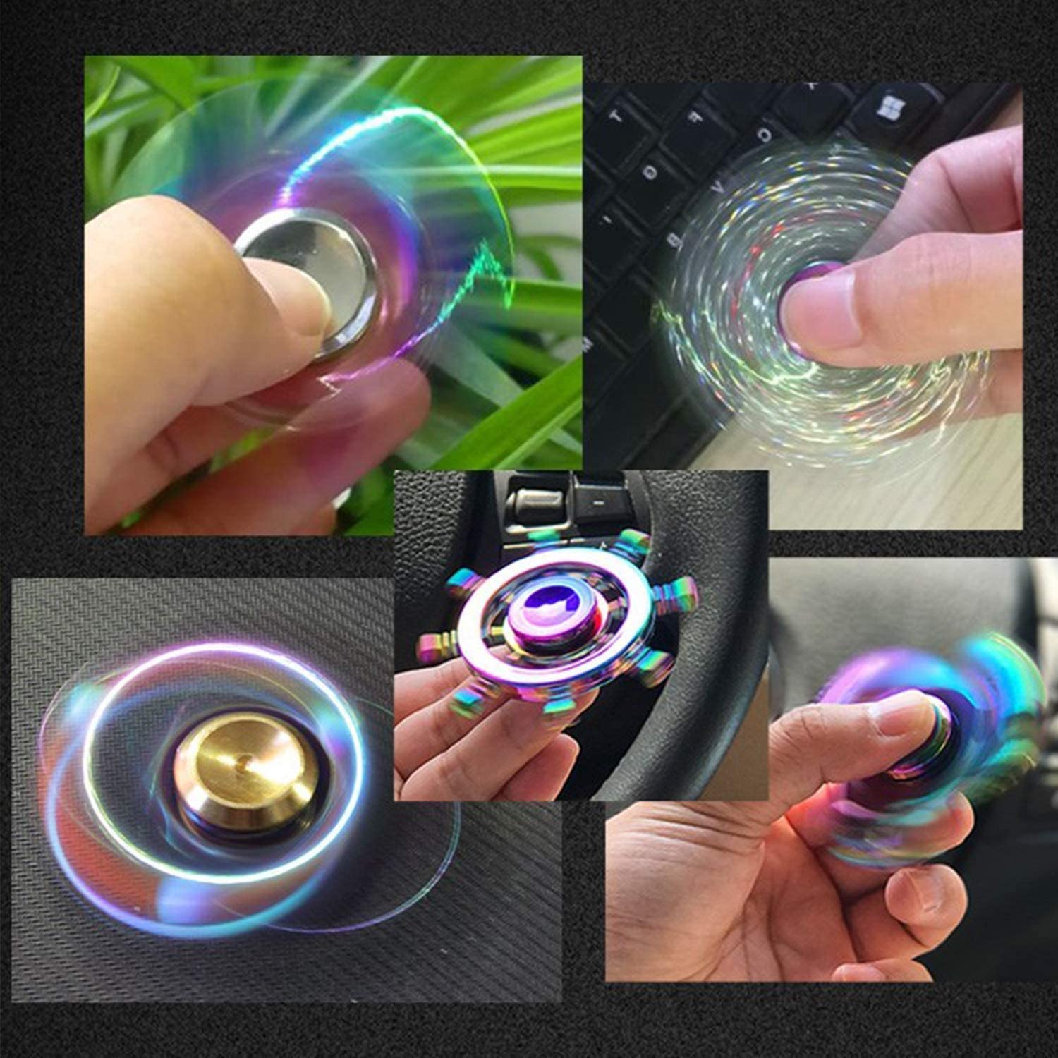 Fidget arcoiris Spinners de Metal a granel sensorial juguetes dedo Spinner de mano pequeño artefacto de escritorio Spinning Top juguete espiral