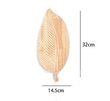 Solid wood tray black walnut whole wood fruit tray Japanese manual log carving leaf shaped wood tea tray: 3