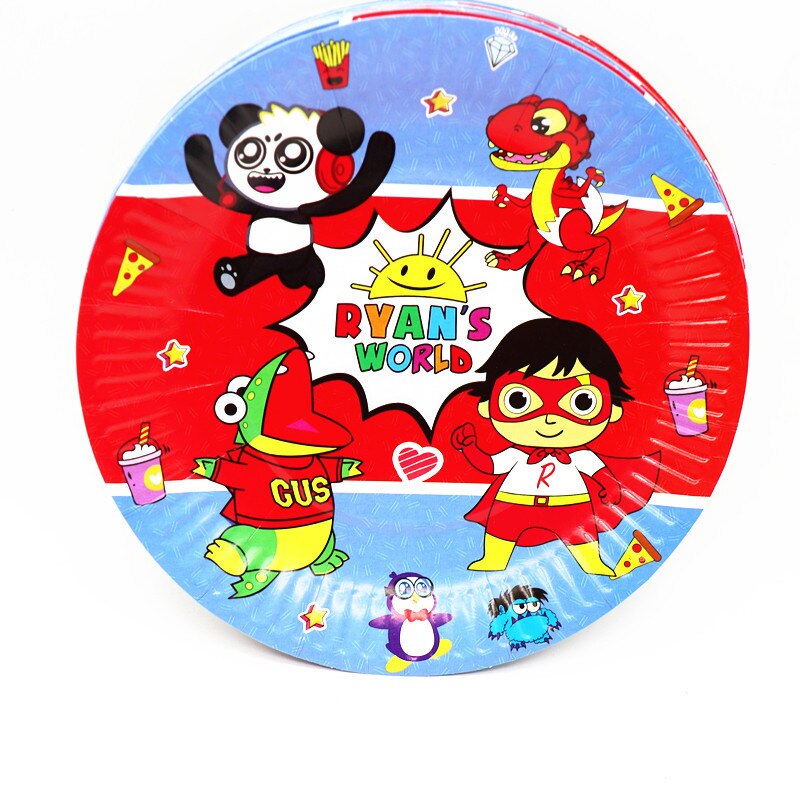 disposable party decoration red Ryan theme birthday children's cup and saucer banner top hat party supplies baby shower