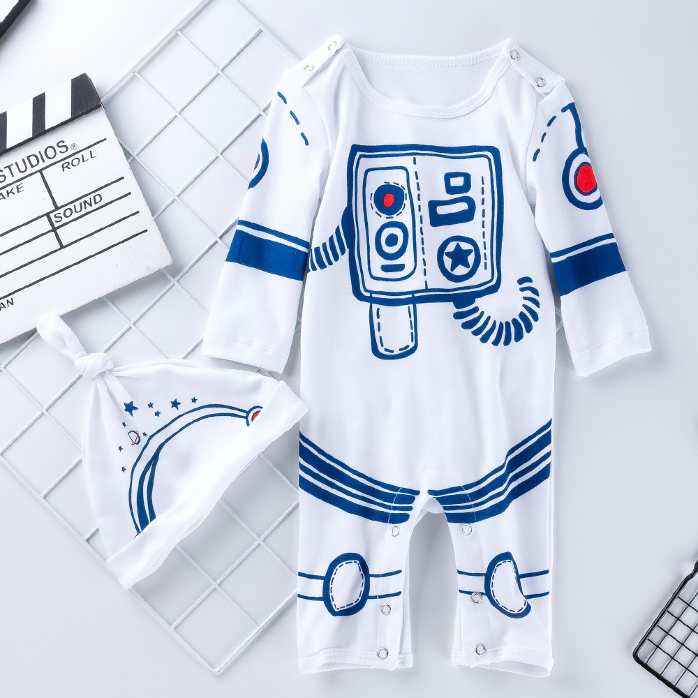 Vêtements d'astronautes de dessin animé pour bébé garçon/fille de 0 à 24 mois, chapeau + combinaison en coton à manches longues, combinaison pour -né