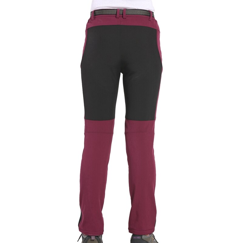 Winter Women Hiking Pants Outdoor Softshell Trousers Waterproof Windproof for Camping Ski Climbing Maroon 5XL