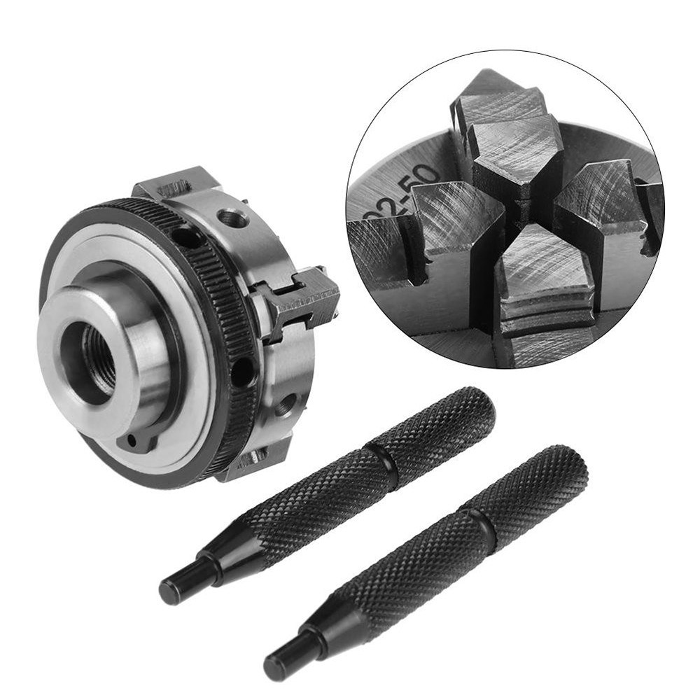 Manual Self Centering Lathe DIY Metal Jaw K02-50 M15 Mini Four Jaw Woodworking Chuck
