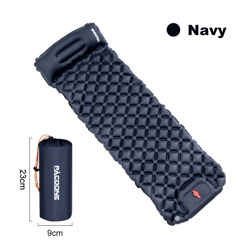 Pacoone Outdoor Isomatte Camping aufblasbare Matratze eingebaute Pumpe ultraleichte Luftkissen Reise matte mit Kopfstütze für Trave: Dark Grau