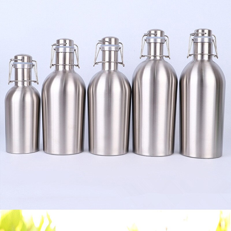 32OZ/64OZ Stainless Steel Homebrew Beer Growler Portable Beer Barrel Secure Swing Top Lid Craft Beer Bottle