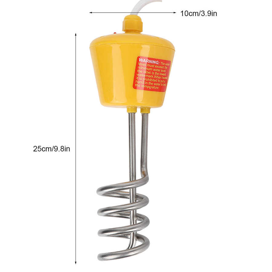 2m Electric Water Heating Rod Floating Electric Immersion Water Heater with Temperature Tester Yellow UK 220-250V