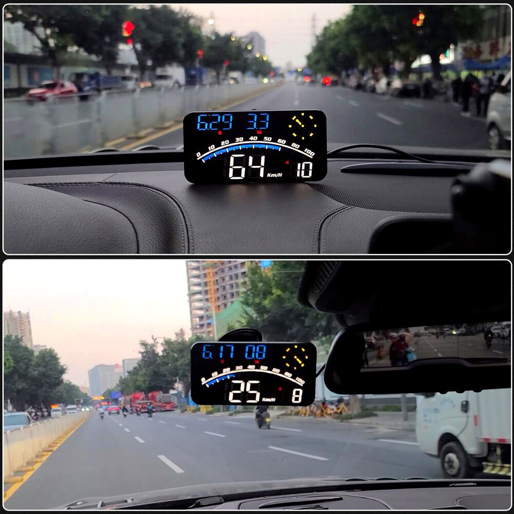 Pantalla de visualización frontal para coche, dispositivo electrónico para automóvil, OBD2, GPS, proyector HUD, velocímetro Digital para automóvil, tacómetro para todos los coches