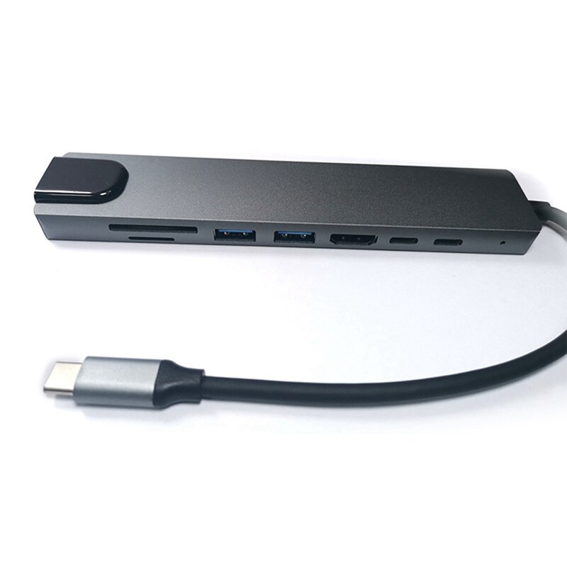 USB C Hub USB C Adapter 8-in-1 Hub USB-C zu RJ45 USB 3,0 Häfen SD/TF Kartenleser USB C PD Schnelle Ladung für