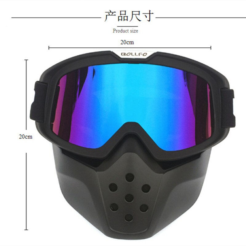 Lunettes de moto rétro anti-poussière Anti-UV, masque de Motocross, filtre de respiration modulaire détachable, masque pour casque ouvert