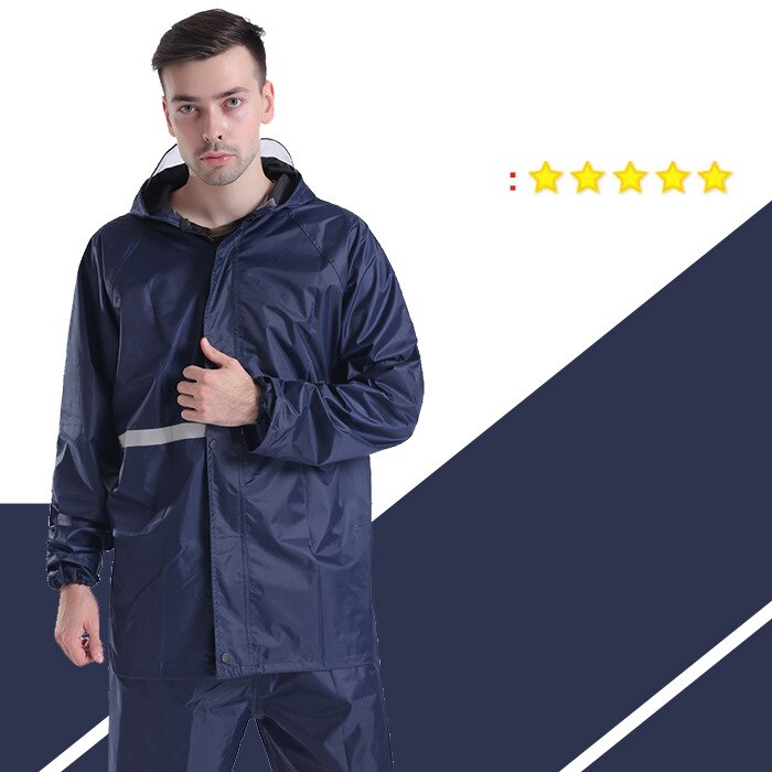 Aikuisille tarkoitettu yleiskäyttöinen sadeasu, vedenpitävä sadetakki, heijastava nauhasadetakki ulkona  yy087: Laivasto / Xxxl