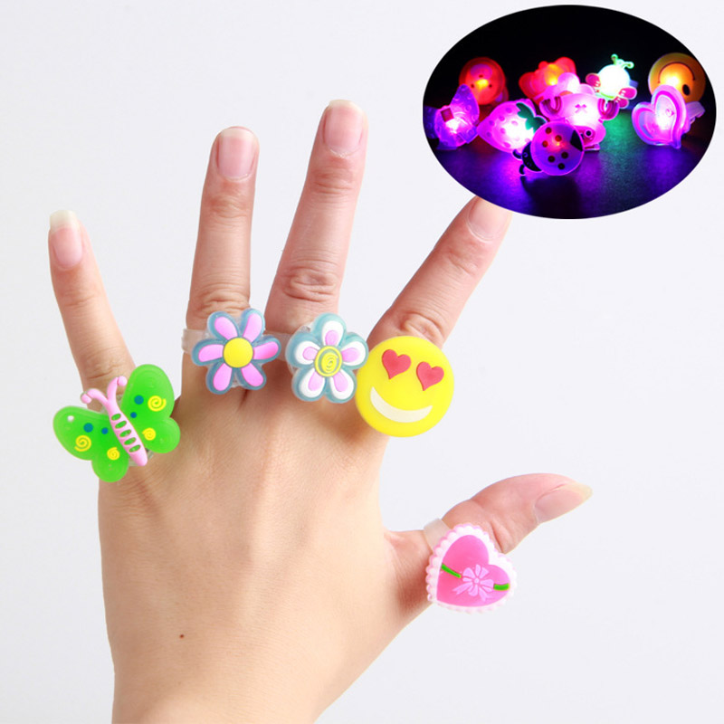 5pcs Cartoon Luminous Rings Glow In The Dark Toys for Children Funny Cartoon Cute Toys Kids for Girl Sent by Random Patter: Default Title