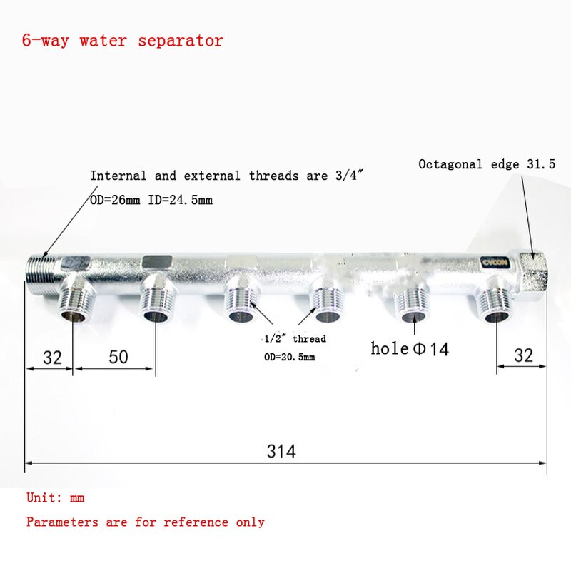 1/2"Brass Faucet Water Manifolds for Water Seperator Faucet Accessories Manifold Switch Valve 2-6 way large flow