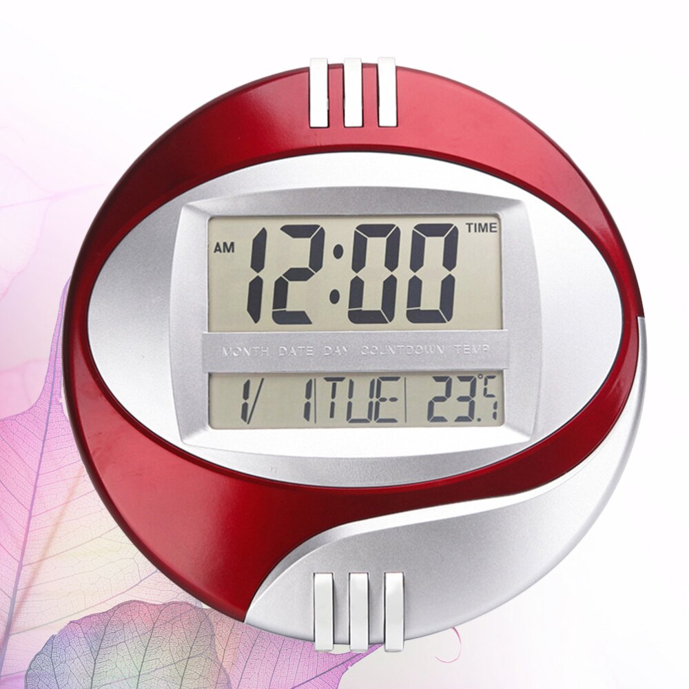 LED Large Display Digital Wall Desk Alarm Clock with Temperature and Humidity without Battery (Red)
