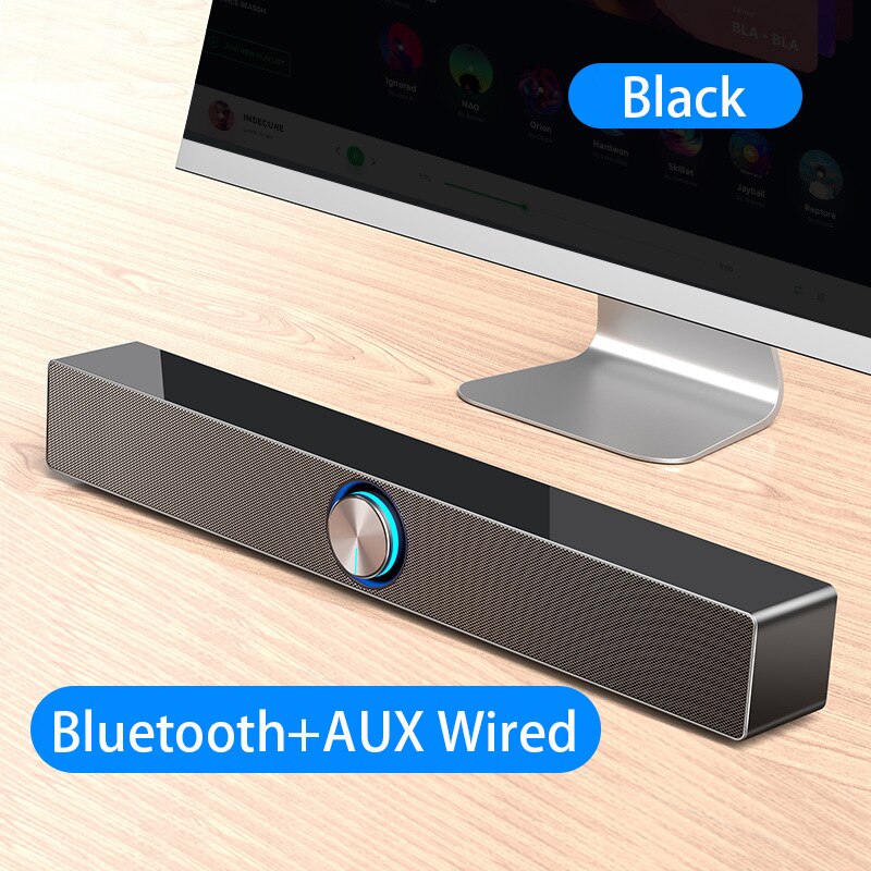 V-193 Tv Geluid Bar Aux Usb Bedrade En Draadloze Bluetooth Home Theater Fm Radio Surround Soundbar Voor Pc Tv computer Speaker: Black No Bluetooth