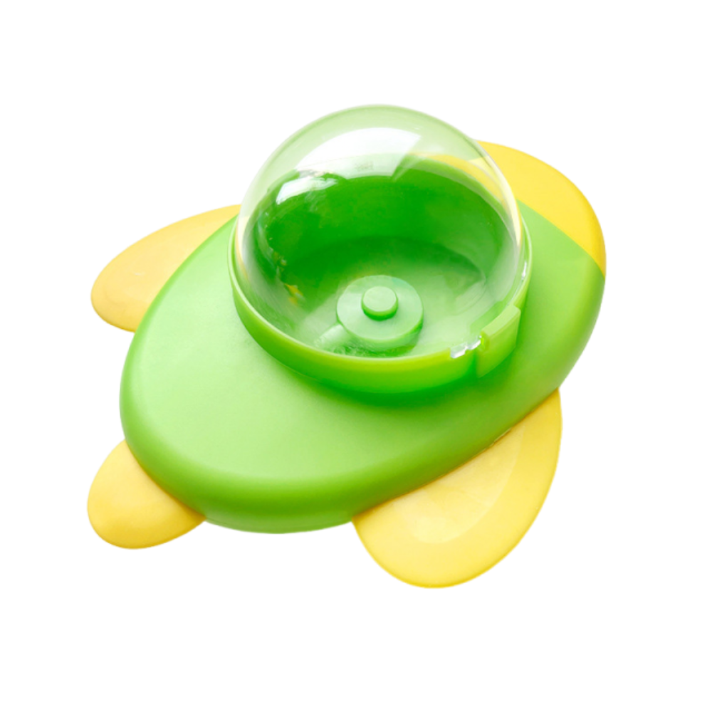 Pet Automatische Rotatie Feeder Antislipbasis Verstelbaar gat Cat Treat Dispenser Transparant venster Multifunctioneel: groen