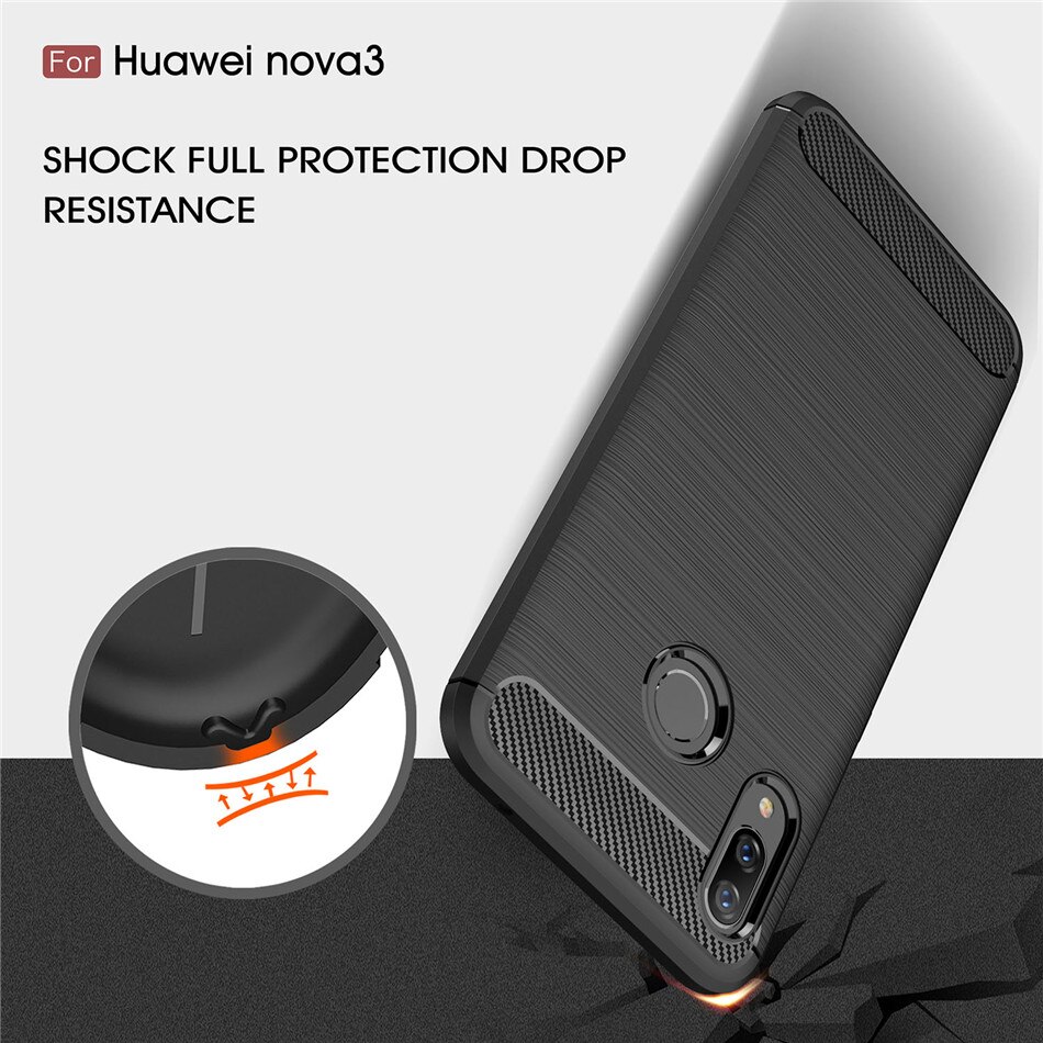 Siliconen Case Voor Huawei Nova 3 3i Nova 3E Shockproof Gemonteerd Carbon Fiber Soft Tpu Telefoon Cover Voor Huawei Nova 3i Case