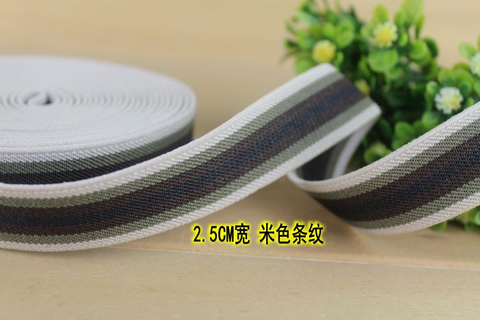 2.5cm tjocka band elastiska polyesterband band väska remmar bälte midjeband webbing klädsel möbler 5 yard: Beige