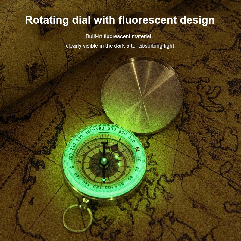 Compasses Mini Vintage Brass Noctilucent Pocket Compass Hiking Camping Watch Retro Style Camping & Hiking Tools