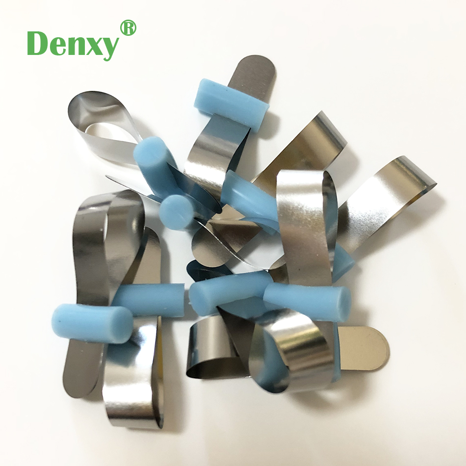 Bandes de Matrice dentaire en métal, 50 pièces/boîte, automatrice dentaire sans retenue avec casier, Matrice sectionnelle profilée, double Matrice antérieures
