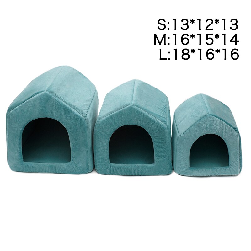 Pet Dog Cat Dome Bed Kitten Cave Cubby Cozy Baskets House Embossed Crate Warm Windproof Dog Puppy Kennel Cat Cushion Kitten Mat