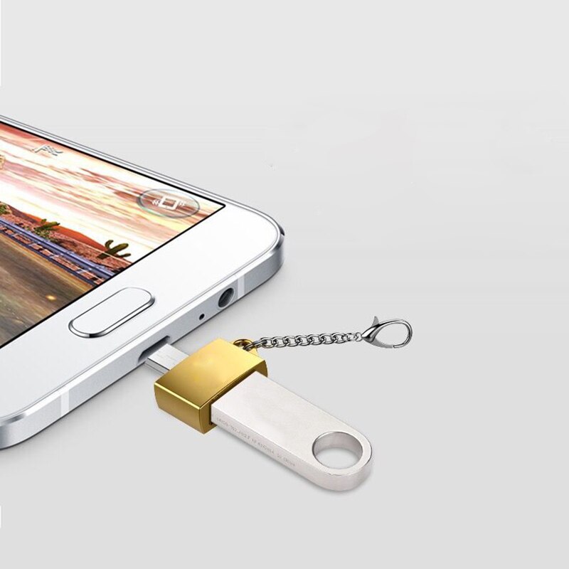 Metal USB 2.0 Female to Micro USB Male Mini Android OTG Adapter Microusb Converter Portable Connector with Key chain