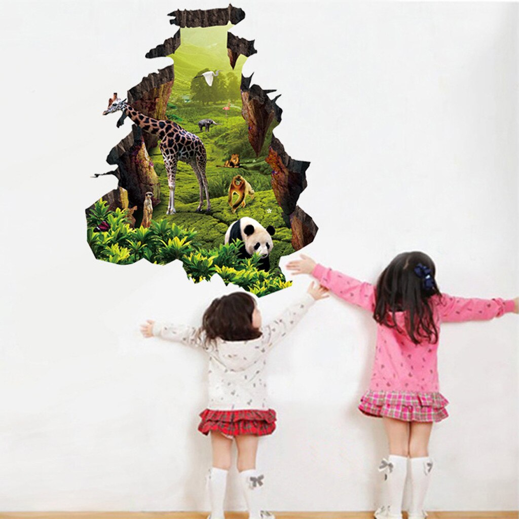 Removable DIY Sticker Giraffe Monkey Jungle Animal Mural Wall Decals for Baby Nursery Child Kids Rooms Wallpaper Home Decor