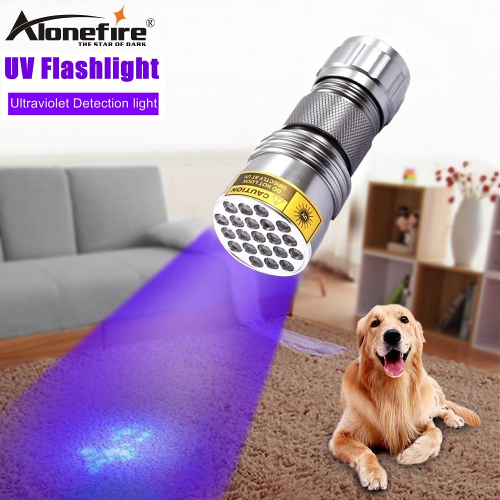 Alonefire 21 ledet uv lys 395-400nm ledet uv lommelykt fakkel lampe uv klebende gjeting reisesikkerhet uv deteksjon aaa