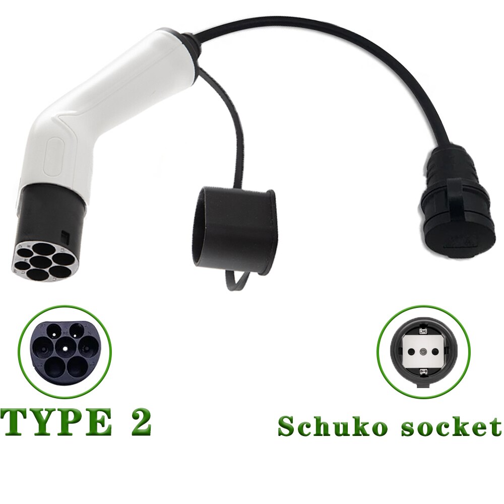 16A Typ 2 ladestecker zu schuko buchse Elektrische Fahrzeug Transfer Stecker EV Lade Adapter: Beige