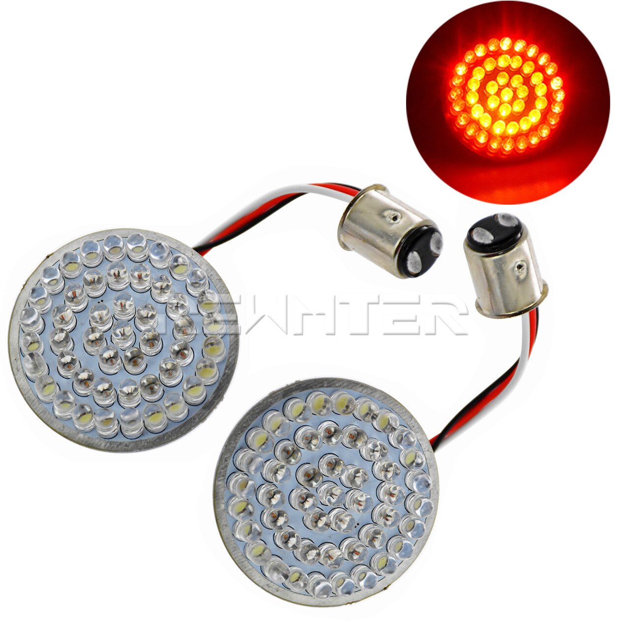 Indicateur de clignotant pour motos, feux insérés pour Harley Touring Sportster Dyna Softail XL 48 72, 1157 LED: C-Yellow w Red